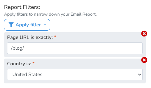 Email report filters