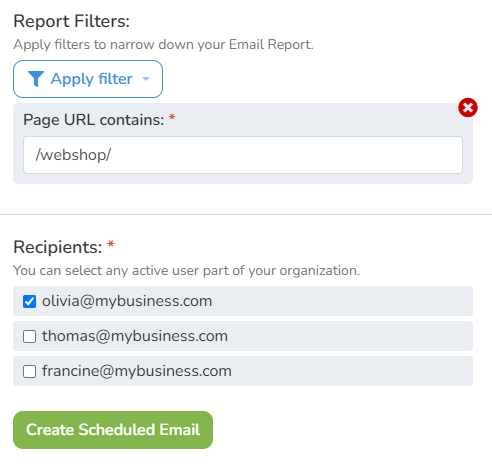 Send Email Reports to specific users.