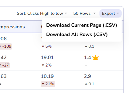 Export limited data from GSC