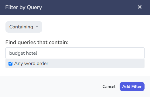 Query contains filter.