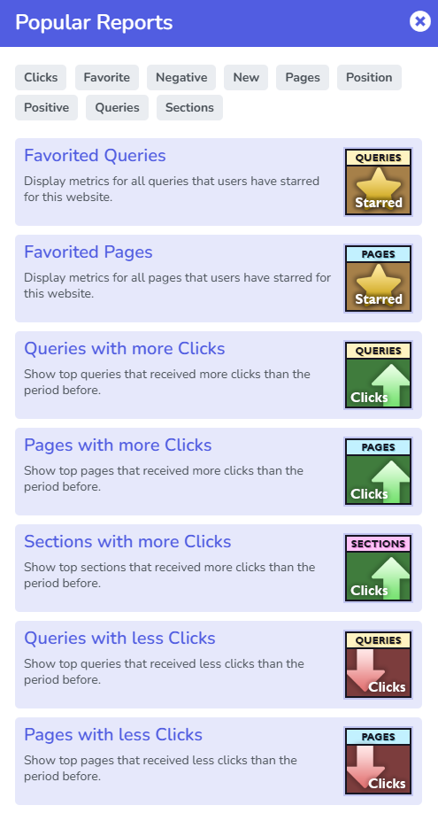 Popular reports can also be found in a sidebar.