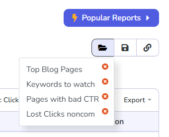 Easily access saved and popular reports.