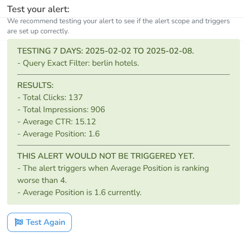 Test an SEO alert.