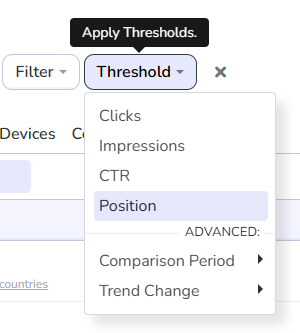 Apply thresholds by metrics.